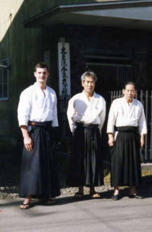 Paul Patrick Harmant avec Maître Takeda Tokimune et Maître Takahata Katumi